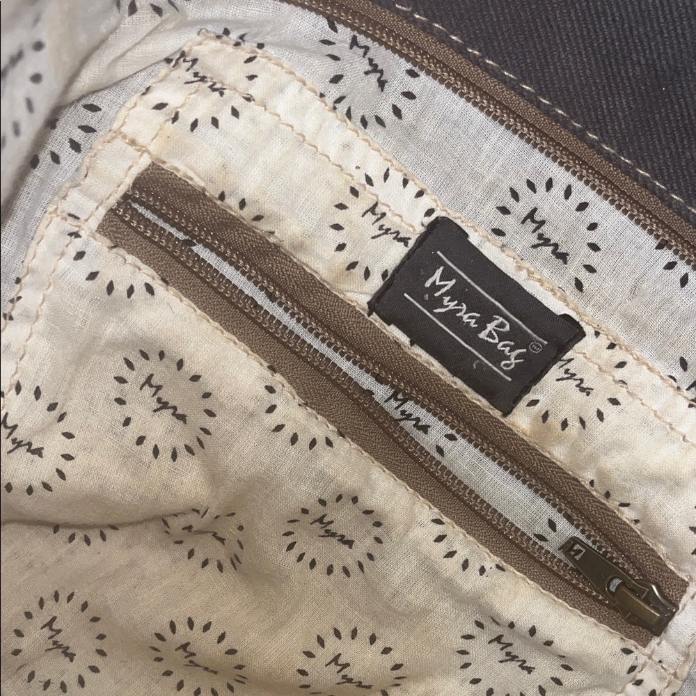 Myra Bag Geometric Brown / Cream w/ leather accents Large Tote - Picture 12 of 12
